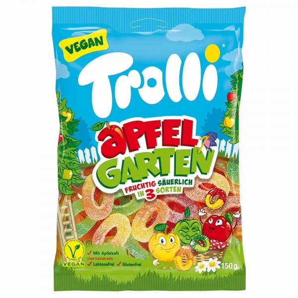 Apple Garden Rings Vegan Sour Gummy Sweets Trolli 150g